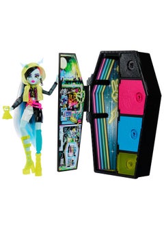 MONSTER HIGH ™ Doll And Fashion Set, Frankie Stein™ Doll, Skulltimate Secrets™: Neon Frights™, Dress-Up Locker With 19+ Surprises  - Image 1
