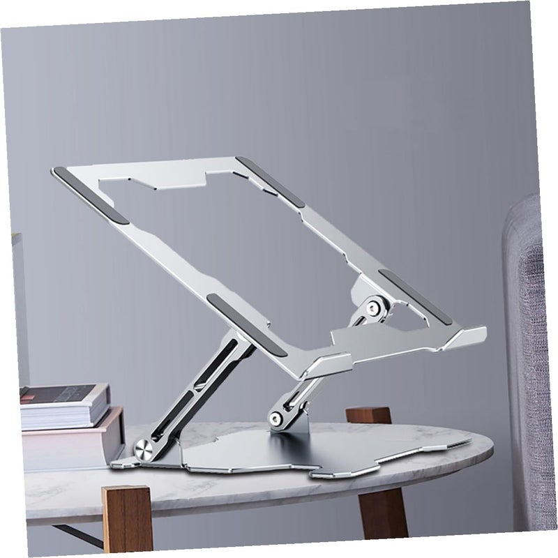 Adjustable Silver Alloy Laptop Stand with Cooling Vent Portable Riser for Home Office - Image 4