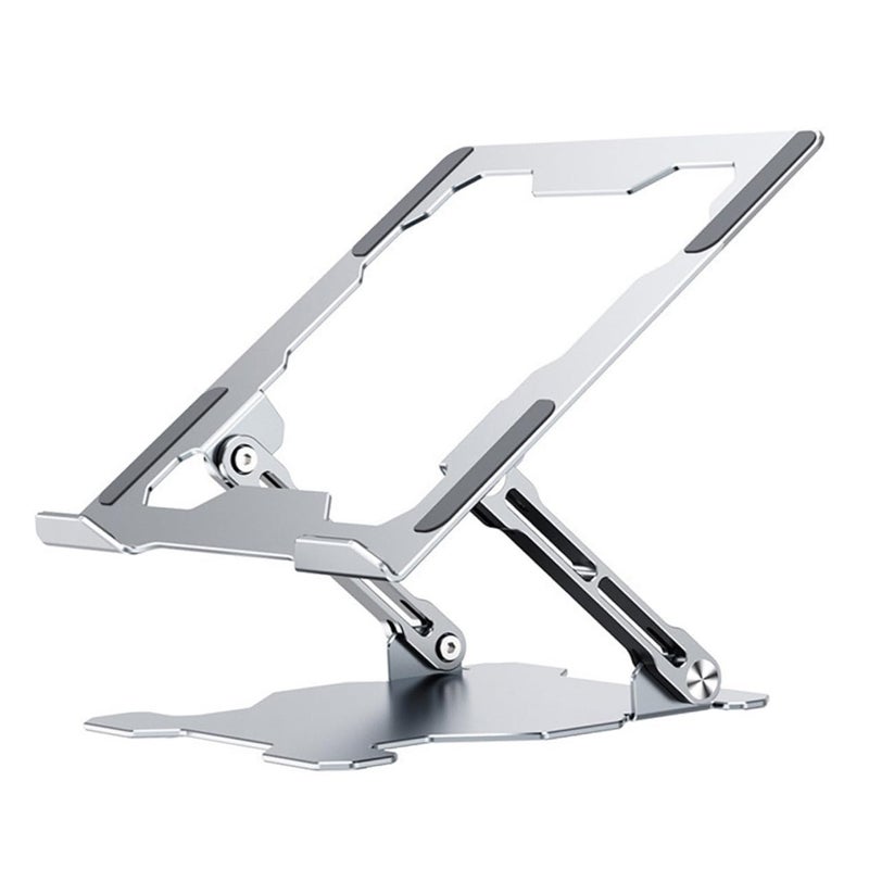 Adjustable Silver Alloy Laptop Stand with Cooling Vent Portable Riser for Home Office - Image 2