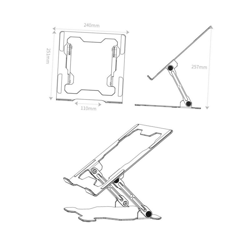 Adjustable Silver Alloy Laptop Stand with Cooling Vent Portable Riser for Home Office - Image 5