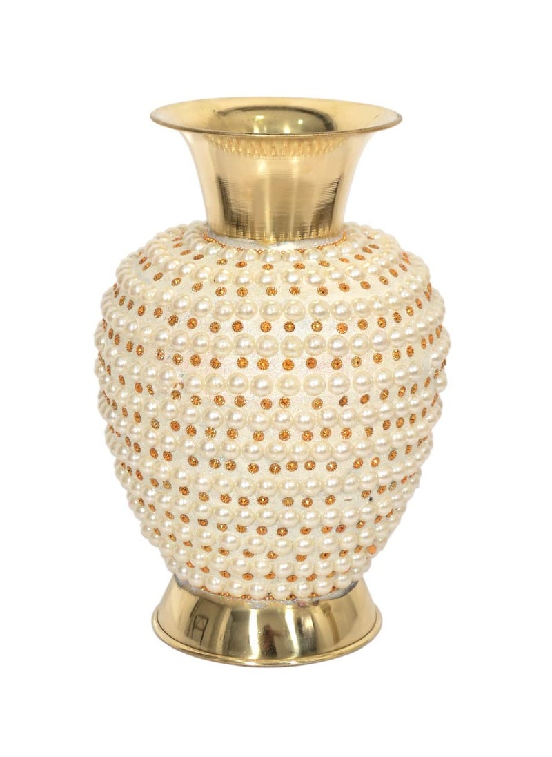 Skywalk Skywalk Hand Crafted Metal Flower Vase for Home Decoration (Golden, 10 Inch) 