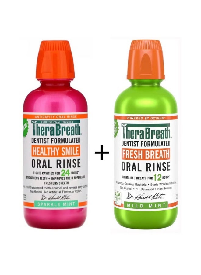 ثيرابريذ غسول الفم فريش بريث من ثيرابريث، بنكهة النعناع الخفيف، زجاجة بسعة 473 مل (عبوة من قطعتين)