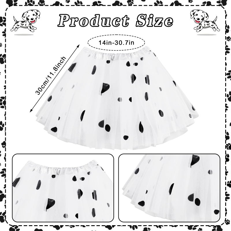 Fabllewavi 13 Pcs Dalmatian Costume Accessories - Ear Headband Nose Tail Stickers Gloves Tights Tutu for 100 Days of School Dress Up (Dalmatian) - Image 3