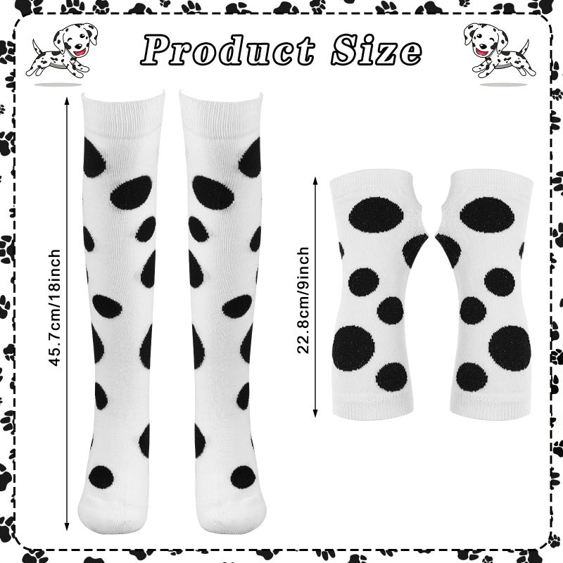 Fabllewavi 13 Pcs Dalmatian Costume Accessories - Ear Headband Nose Tail Stickers Gloves Tights Tutu for 100 Days of School Dress Up (Dalmatian) - Image 5