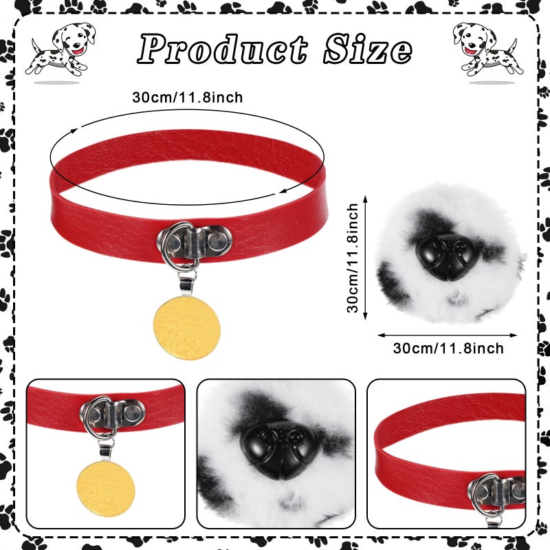Fabllewavi 13 Pcs Dalmatian Costume Accessories - Ear Headband Nose Tail Stickers Gloves Tights Tutu for 100 Days of School Dress Up (Dalmatian) - Image 4