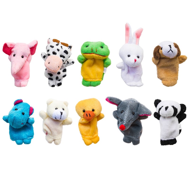 Super Z Outlet Velvet Cute Animal Style Finger Puppets for Children, Shows, Playtime, Schools - 10 Animals Set - Image 1