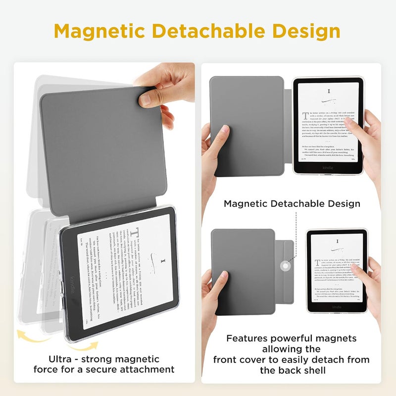 SESENSE Detachable Magnetic Case for 7'' Kindle Paperwhite 12th Gen 2024 and Kindle Colorsoft Signature Edition, Slim PU Shell Cover Case with Auto Wake/Sleep, Sunflower - Image 3