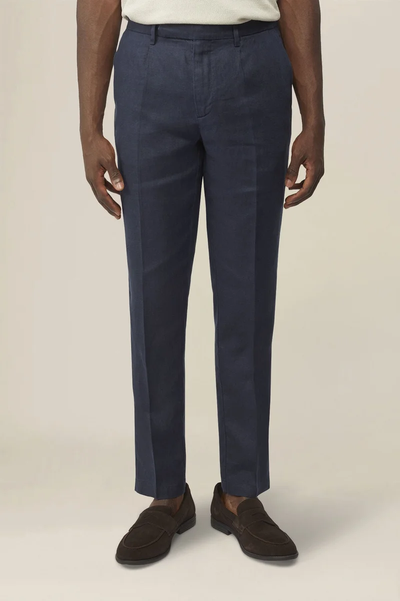 Doppelganger Men's trousers in 100% linen - DK Blue
