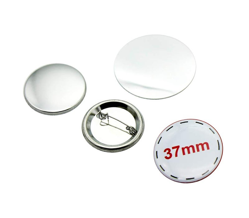 ChiButtons 37mm Metric System Metal Pin Badge Button with Pre-Assembled Pin-Back, Upper Shell & Mylar Film (Official ChiButtons Supplies, 500 Sets) - Image 1