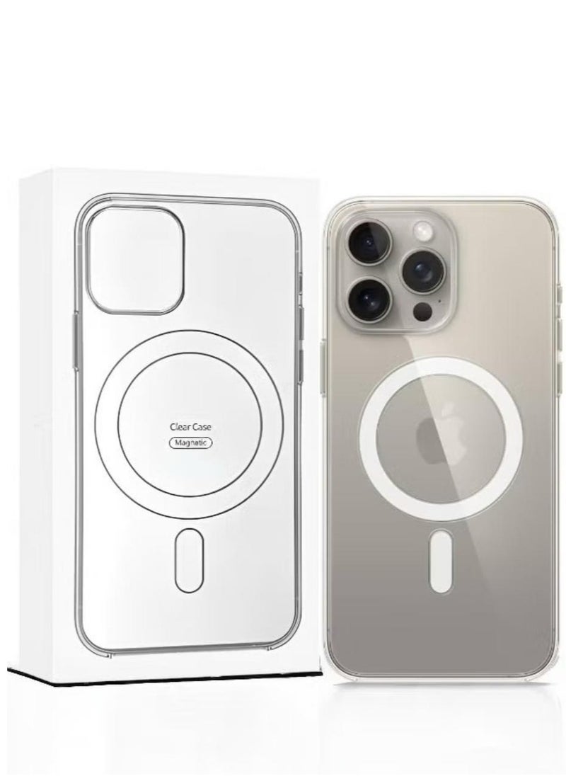 Magnetic - Magnetic mobile phone case (iPhone 15 Pro Max), compatible with MagSafe, thin transparent mobile phone cover, shockproof, made of thermoplastic polyurethane - Image 1
