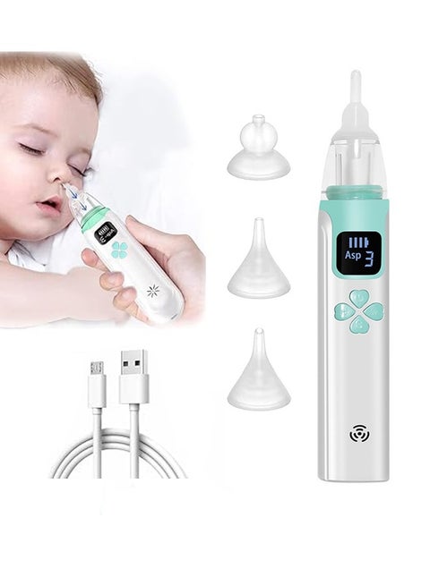 Electric Nasal Aspirator for Baby, Nose Aspirator for Toddlers, Waterproof Baby Nose Sucker, Nose Cleaner with 3 Silicone Tips