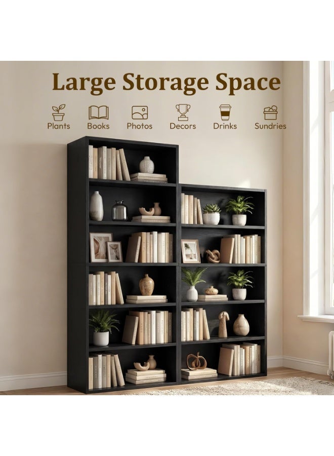 Gogoya Bookshelf,Industrial 5 Shelf Bookcase,Large 53 Inch Tall Floor Standing Open Bookshelf for Home Office, Living Room, and Bedroom Storage,Black - Image 3