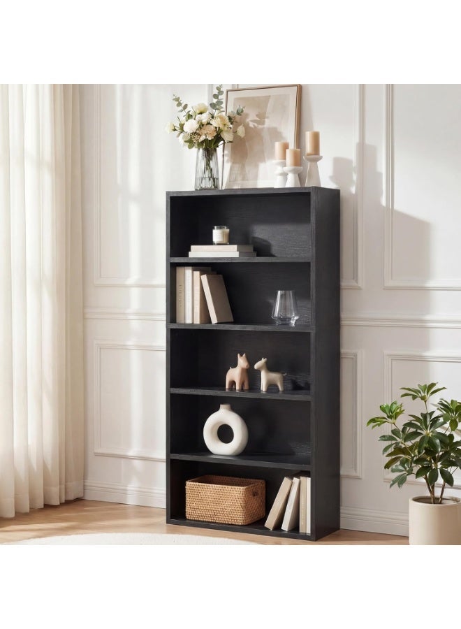Gogoya Bookshelf,Industrial 5 Shelf Bookcase,Large 53 Inch Tall Floor Standing Open Bookshelf for Home Office, Living Room, and Bedroom Storage,Black - Image 4