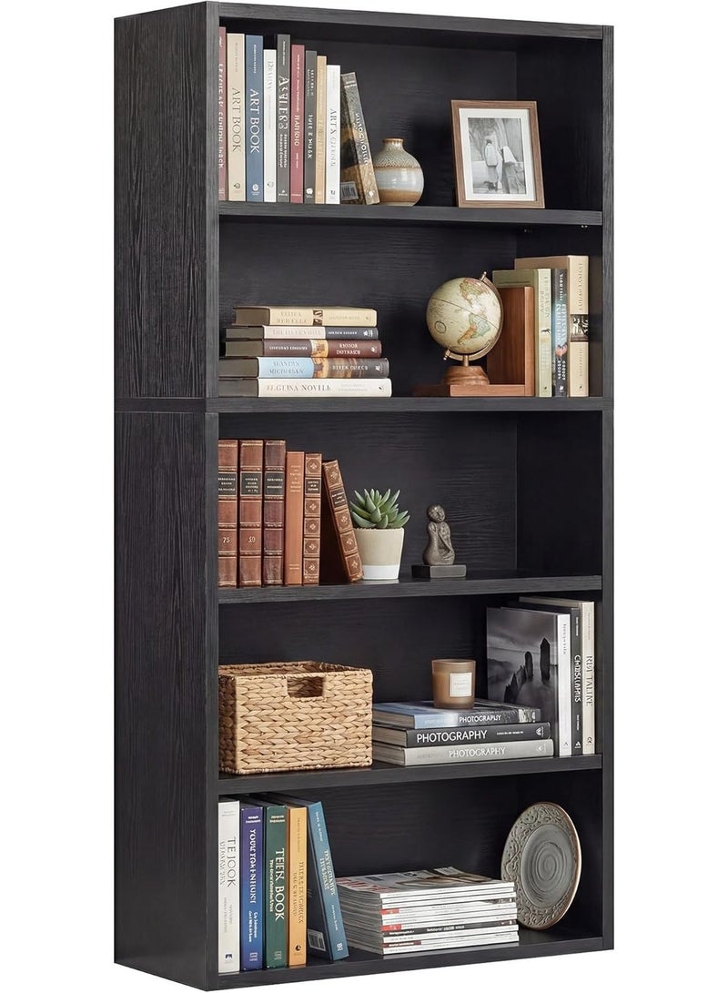 Gogoya Bookshelf,Industrial 5 Shelf Bookcase,Large 53 Inch Tall Floor Standing Open Bookshelf for Home Office, Living Room, and Bedroom Storage,Black - Image 1