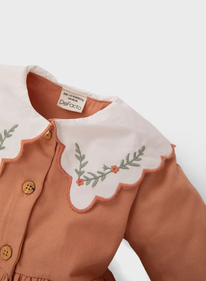 DeFacto Baby Girl Floral Long Sleeve Twill Dress
