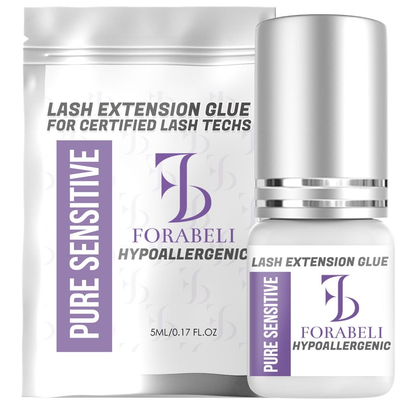 Forabeli Pure Sensitive Lash Extension Glue, 7â€“8 Sec Drying, No Fume, No Irritation, Gentle, Professional Eyelash Extension Glue for Beginner Lash Artists, Lash Adhesive for Eyelash Extensions - Image 1