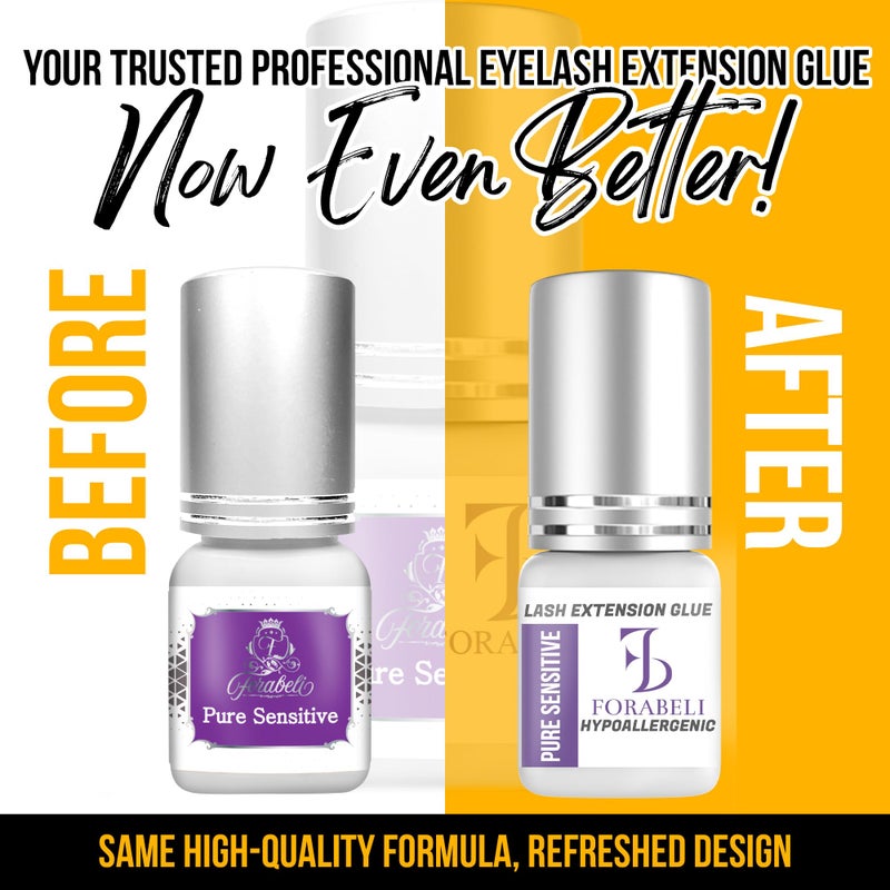 Forabeli Pure Sensitive Lash Extension Glue, 7â€“8 Sec Drying, No Fume, No Irritation, Gentle, Professional Eyelash Extension Glue for Beginner Lash Artists, Lash Adhesive for Eyelash Extensions - Image 2
