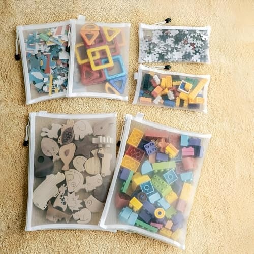 Amillee Mesh Zipper Pouch, White Waterproof Mesh Bags for Organizing Storage, Puzzle Bag, Zipper File Bags for Board Games and School Office Supplies (Big 4Pcs) - Image 4