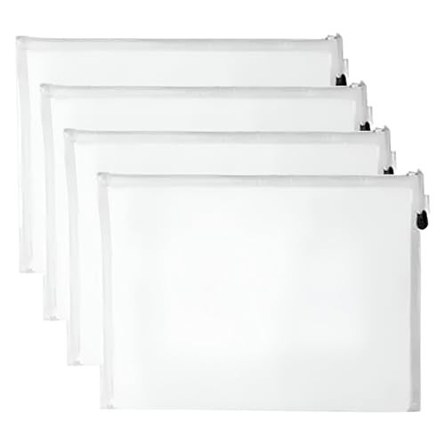 Amillee Mesh Zipper Pouch, White Waterproof Mesh Bags for Organizing Storage, Puzzle Bag, Zipper File Bags for Board Games and School Office Supplies (Big 4Pcs) - Image 1
