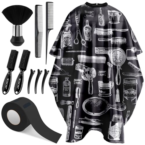 NICEMOVIC 10 in 1 Hair Cutting Barber Cape with Neck Duster Brush Barber Brush Neck Strips Hair Combs Hair Clips Professional Barber Accessories Cleaning Supplies for Salon Haircut Styling - Image 1