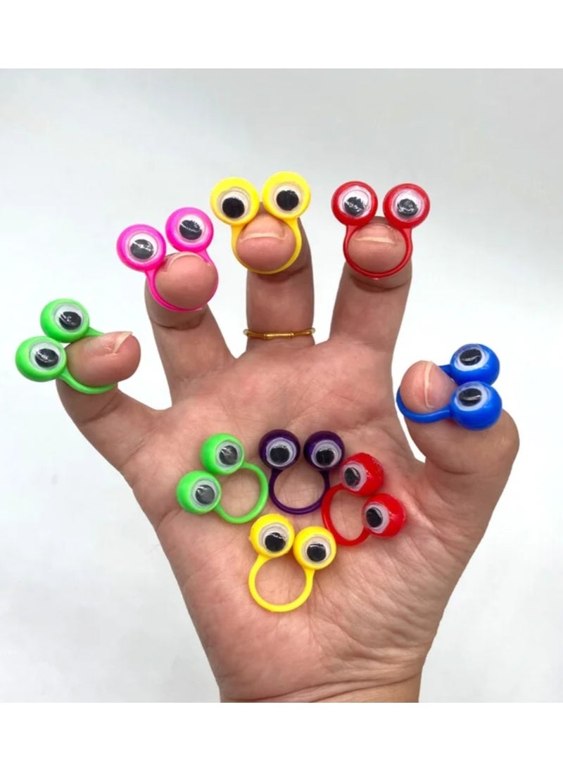 Generic - 6 Pieces of Funny Moving Eyes Finger Puppet Rings Plastic for Kids Useful at School, Home or Funny Video Studio Useful for Telling and Creating Comic Story Characters as a Kind of Fun and Joy for Kindergarten or Nursery Children Useful for Kindergarten and Nursery Teachers or Parents to Add a Time of Funny Fun for Their Children or to Train Children to Move Their Fingers Also Useful for Social Media Filming Clips as a Comedy or Advertising Video Clip The Set in a Bag Contains 6 Pieces in Various Colors Blue Pink Green Red Yellow and Purple - Image 1