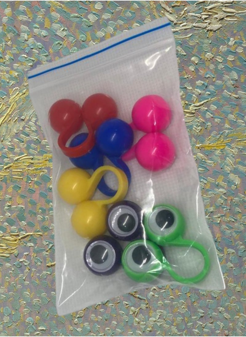 Generic - 6 Pieces of Funny Moving Eyes Finger Puppet Rings Plastic for Kids Useful at School, Home or Funny Video Studio Useful for Telling and Creating Comic Story Characters as a Kind of Fun and Joy for Kindergarten or Nursery Children Useful for Kindergarten and Nursery Teachers or Parents to Add a Time of Funny Fun for Their Children or to Train Children to Move Their Fingers Also Useful for Social Media Filming Clips as a Comedy or Advertising Video Clip The Set in a Bag Contains 6 Pieces in Various Colors Blue Pink Green Red Yellow and Purple - Image 1
