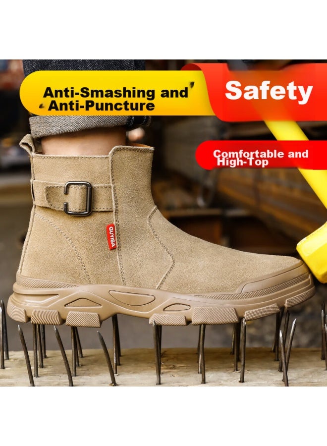 JUNBU Safety Shoes For Men With Steel Toe Cap, Anti-Smashing, Anti-Puncture, High-Top, Wear-Resistant, Welding Work Safety Construction Site Functional Shoes 0282F Size 41 - Image 5