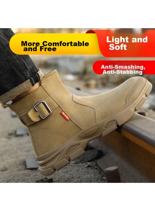 JUNBU Safety Shoes For Men With Steel Toe Cap, Anti-Smashing, Anti-Puncture, High-Top, Wear-Resistant, Welding Work Safety Construction Site Functional Shoes 0282F Size 41 - Image 4