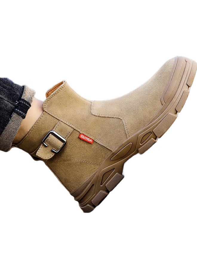 JUNBU Safety Shoes For Men With Steel Toe Cap, Anti-Smashing, Anti-Puncture, High-Top, Wear-Resistant, Welding Work Safety Construction Site Functional Shoes 0282F Size 41 - Image 2