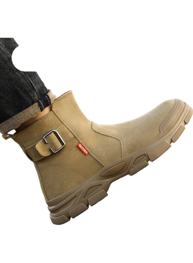 JUNBU Safety Shoes For Men With Steel Toe Cap, Anti-Smashing, Anti-Puncture, High-Top, Wear-Resistant, Welding Work Safety Construction Site Functional Shoes 0282F Size 41 - Image 1