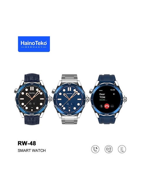 Haino Teko Haino Teko Germany RW48 Smart Watch With Round Shape AMOLED Display 3 Pair Strap and Wireless Charger For Gents Silver