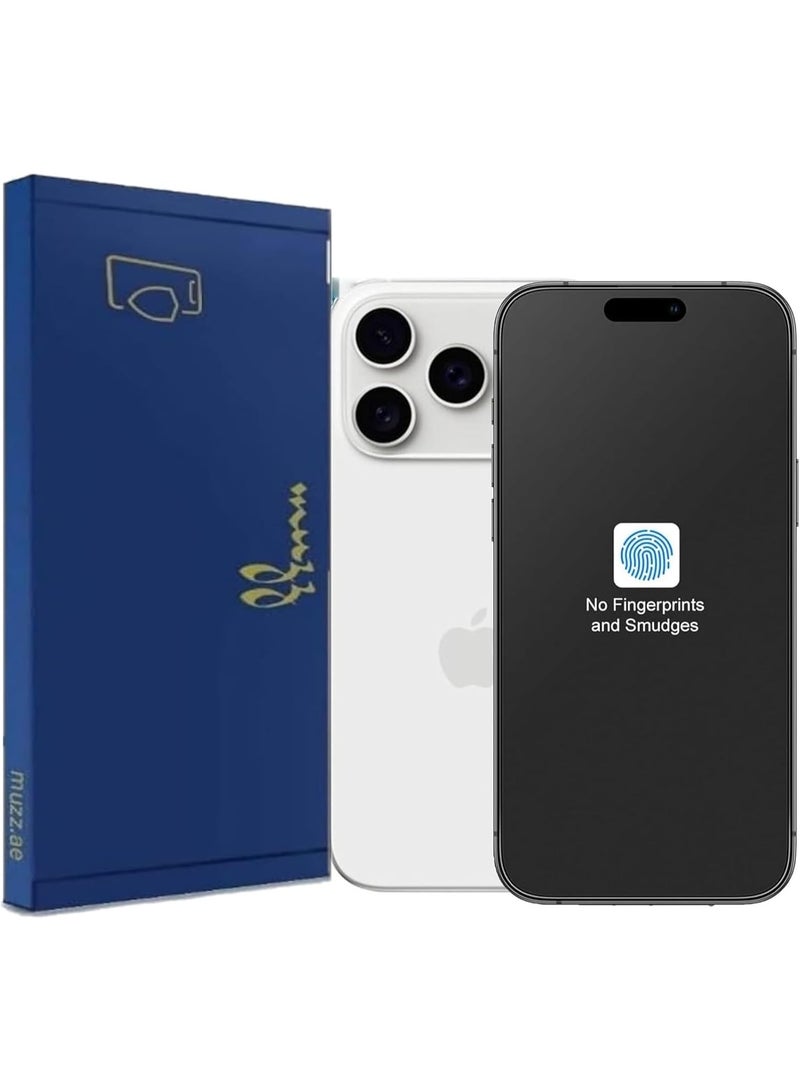 Muzz Pack of 1 Matte Glass Screen Protector Compatible for iPhone 17 Pro Max 2025, Anti-Glare & Fingerprint Anti-Reflective No Bubbles Smooth as Silk Tempered Glass For Iphone 17 Pro Max - Image 1