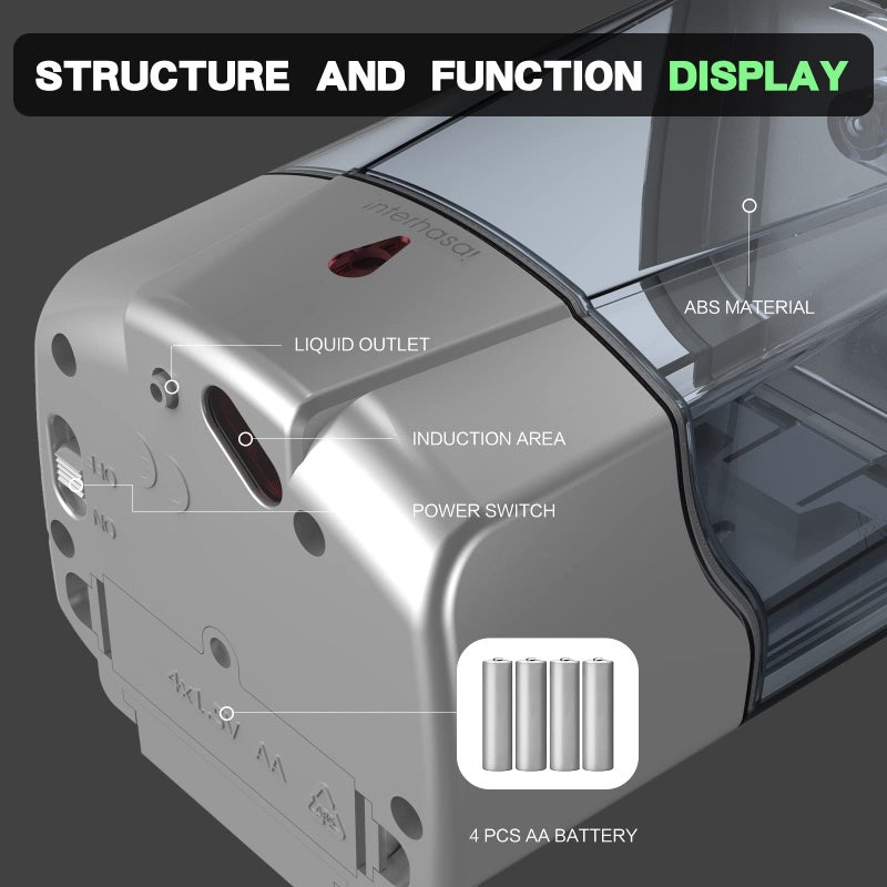 interhasa! Soap Dispenser, Touchless Hand Sanitizer Dispenser Wall Mount 600ml Automatic Kitchen Soap Dispenser for Commercial Home, Office (Silver) - Image 3