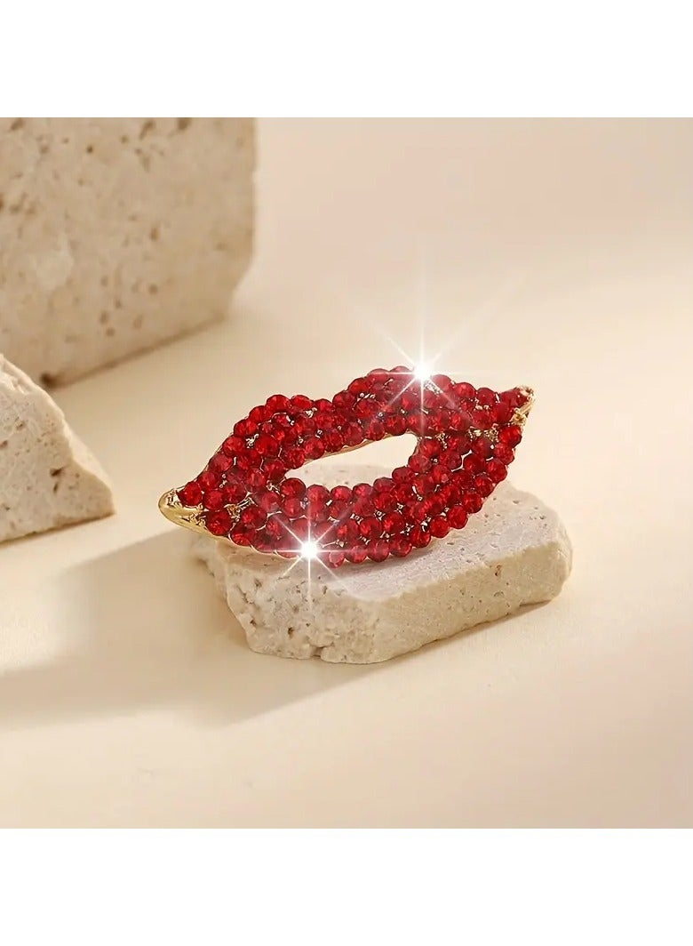 Goolsky Crystal Lips Kiss Costume Brooches Corsage Scarf Clips Brooch Pins Safety Pin Women Clothing Decoration - Image 2
