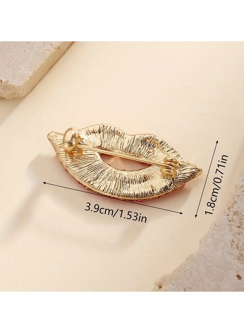 Goolsky Crystal Lips Kiss Costume Brooches Corsage Scarf Clips Brooch Pins Safety Pin Women Clothing Decoration - Image 3