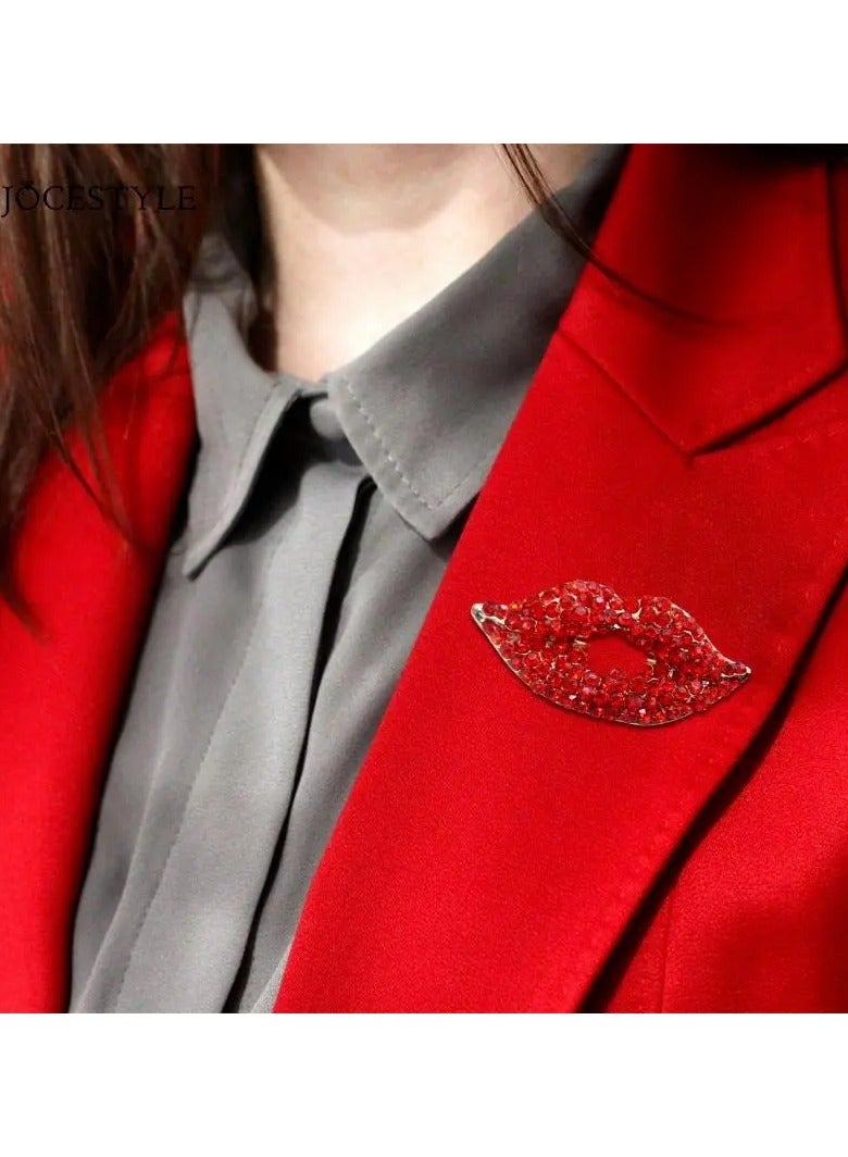 Goolsky Crystal Lips Kiss Costume Brooches Corsage Scarf Clips Brooch Pins Safety Pin Women Clothing Decoration - Image 4