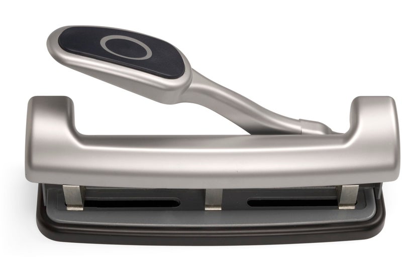 Officemate EZ Lever Adjustable Three Hole Punch, Silver, 25-Sheet Capacity (90052), Model: OIC90052 - Image 1