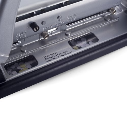 Officemate EZ Lever Adjustable Three Hole Punch, Silver, 25-Sheet Capacity (90052), Model: OIC90052 - Image 4