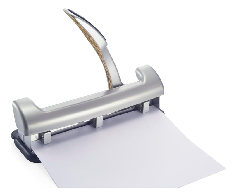 Officemate EZ Lever Adjustable Three Hole Punch, Silver, 25-Sheet Capacity (90052), Model: OIC90052 - Image 2