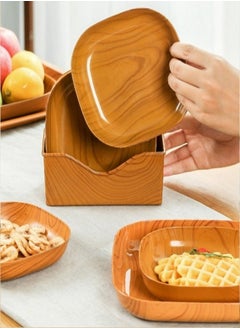 MIXDE Wooden Grain Dinnerware, Reusable and Eco-Friendly Dinnerware for Appetizers, Desserts, and Salads  - Image 2