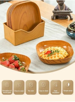 MIXDE Wooden Grain Dinnerware, Reusable and Eco-Friendly Dinnerware for Appetizers, Desserts, and Salads  - Image 3