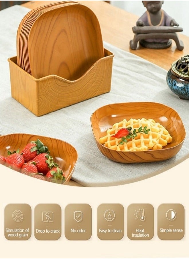 Wooden Grain Dinnerware, Reusable and Eco-Friendly Dinnerware for Appetizers, Desserts, and Salads