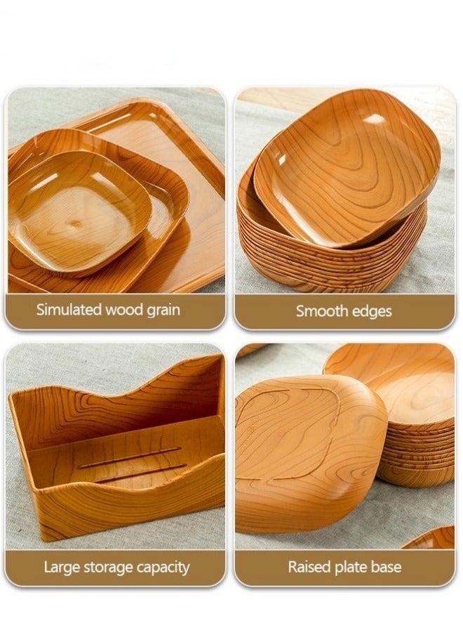 Wooden Grain Dinnerware, Reusable and Eco-Friendly Dinnerware for Appetizers, Desserts, and Salads