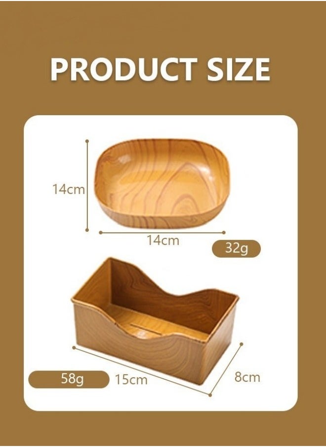 Wooden Grain Dinnerware, Reusable and Eco-Friendly Dinnerware for Appetizers, Desserts, and Salads