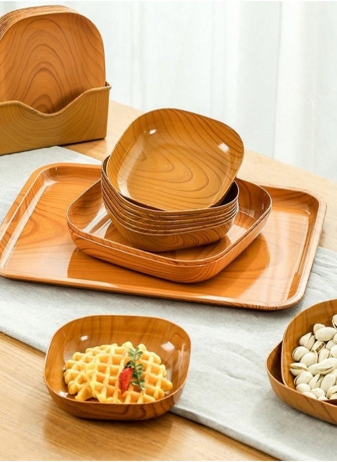 Wooden Grain Dinnerware, Reusable and Eco-Friendly Dinnerware for Appetizers, Desserts, and Salads