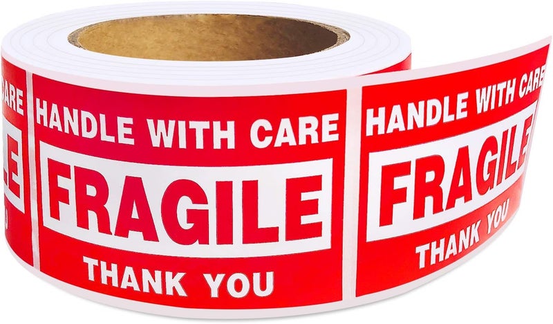3" X 5" Fragile Handle with Care Warning Stickers for Shipping and Packing,Warning Fragile Tape,500 Labels Per Roll