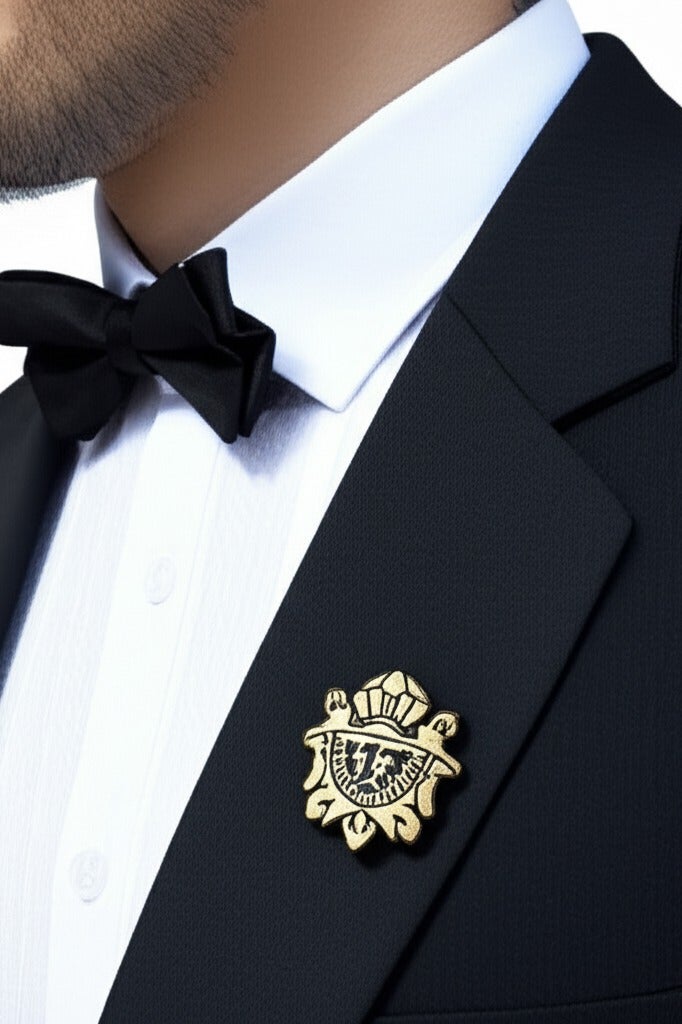 A luxurious fashion accessory pin with an elegant and distinctive design