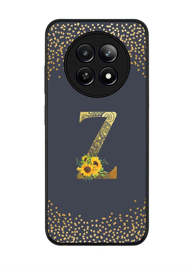 Stylizedd Rugged Black edge case for Realme 12 / Realme 12x, Slim fit Case Flexible Cover - Custom Monogram Initial Letter Floral Pattern Alphabet - Z (Grey ) - Image 1