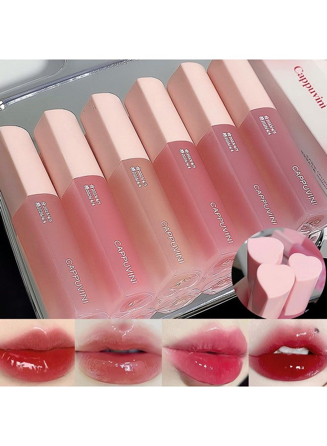 LuckNest 6Pcs Juicy Lasting Tint Lip Gloss Set, Vivid Color, Glossy Finish, Long-lasting Moisturizing Glaze Tint Highly-Pigmented, Clear & Natural Makeup Lip Tint for Daily - Image 1