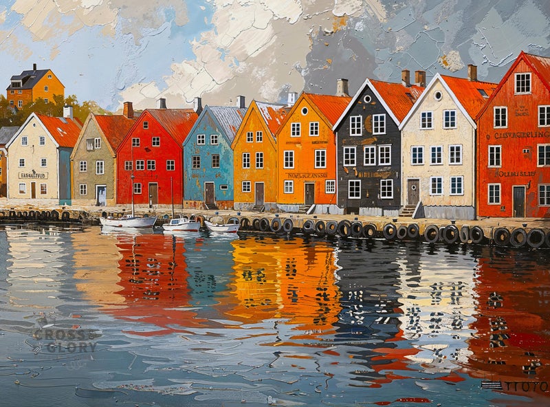 Cross & Glory Cross Glory Fjord Facades Norways Waters Edge 1000 Piece Jigsaw Puzzle for Adults Norwegian Village Scene Challenging Vivid Detail Ideal for Puzzle Enthusiasts - Image 3